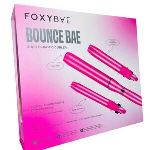 FoxyBae Bounce Bae 3-in-1 Ceramic Curling Iron Wand Pink Interchangeable Barrels